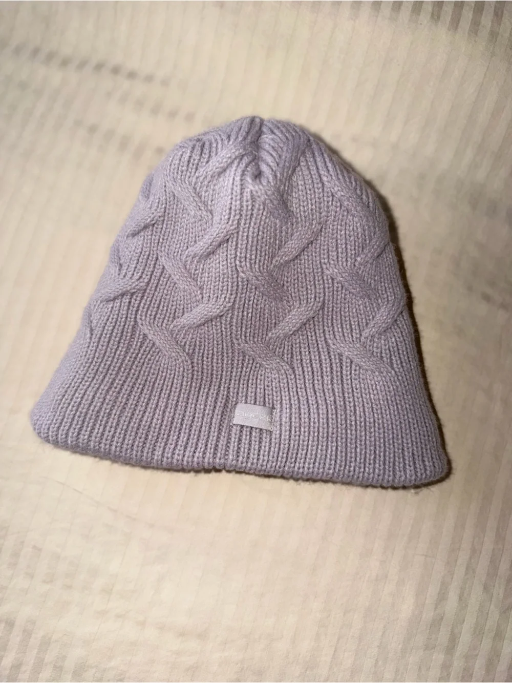 Cable Knit Cozy Lined Beanie in Light Grey